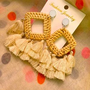 Boho Rattan statement earring